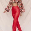 Elenaora Scarlet Vegan Leather Trousers