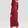 Eliane Red Bodycon Midi Skirt