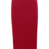 Eliane Red Bodycon Midi Skirt