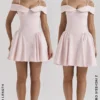Elida Ballerina Pink Off Shoulder Mini Dress