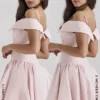 Elida Ballerina Pink Off Shoulder Mini Dress