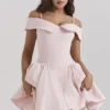Elida Ballerina Pink Off Shoulder Mini Dress