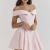 Elida Ballerina Pink Off Shoulder Mini Dress