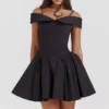 Elida Black Off Shoulder Mini Dress