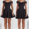Elida Black Off Shoulder Mini Dress