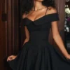 Elida Black Off Shoulder Mini Dress