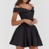 Elida Black Off Shoulder Mini Dress