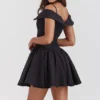 Elida Black Off Shoulder Mini Dress