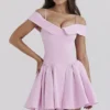 Elida Cotton Candy Twill Off Shoulder Mini Dress