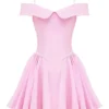 Elida Cotton Candy Twill Off Shoulder Mini Dress