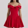 Elida Scarlet Off Shoulder Mini Dress