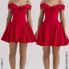 Elida Scarlet Off Shoulder Mini Dress