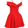 Elida Scarlet Off Shoulder Mini Dress