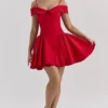 Elida Scarlet Off Shoulder Mini Dress