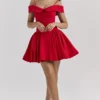 Elida Scarlet Off Shoulder Mini Dress