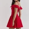 Elida Scarlet Off Shoulder Mini Dress