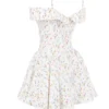 Elida White Posy Print Corset Mini Dress