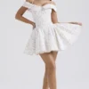 Elida White Posy Print Corset Mini Dress