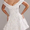 Elida White Posy Print Corset Mini Dress