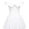 Elida White Twill Off Shoulder Mini Dress