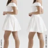 Elida White Twill Off Shoulder Mini Dress