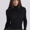 Eliena Black High Neck Long Sleeve Bodysuit