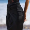 Eliette Black Embellished Lace + Satin Maxi Dress