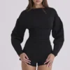 Elisetta Black Crepe Contour Playsuit