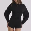 Elisetta Black Crepe Contour Playsuit