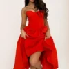 Elizabeth Italian Tomato Strapless Midi Sundress