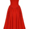 Elizabeth Italian Tomato Strapless Midi Sundress