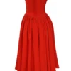 Elizabeth Italian Tomato Strapless Midi Sundress