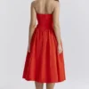 Elizabeth Italian Tomato Strapless Midi Sundress
