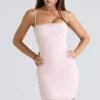 Ella Ballerina Pink Gathered Stretch Mesh Mini Dress
