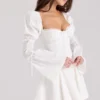 Ellerie White Cotton Flute Sleeve Mini Dress