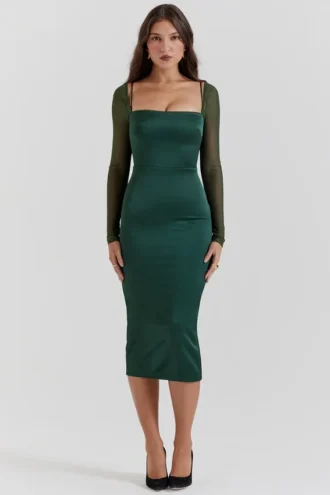 Ellica Emerald Green Midi Dress