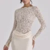 Ellie Vintage Ivory Lace Long Sleeve Bodysuit