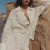 Eman White Cotton Broderie Anglaise Shorts