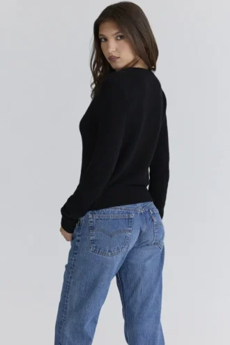 Emblem Black Cashmere + Wool Cardigan
