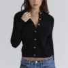 Emblem Black Cashmere + Wool Cardigan