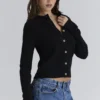 Emblem Black Cashmere + Wool Cardigan