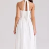 Emilia White Cotton Halter Neck Midi Dress