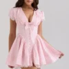 Emiliana Pink Gingham Cotton Mini Dress
