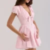 Emiliana Pink Gingham Cotton Mini Dress