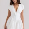 Emiliana White Stretch Cotton Mini Dress