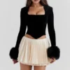 Emira Ivory Pleated Mini Skirt