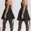 Emmanuela Black Strapless Detachable Bow Mini Dress