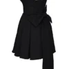 Emmanuela Black Strapless Detachable Bow Mini Dress