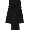 Emmanuela Black Strapless Detachable Bow Mini Dress