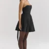 Emmanuela Black Strapless Detachable Bow Mini Dress